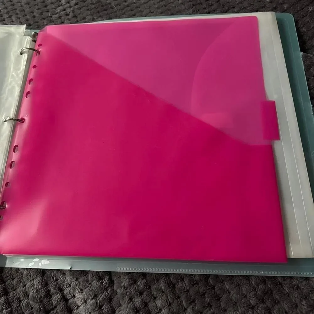 Clear plastic binder with 3 ring binder with inserts for scrapbooking